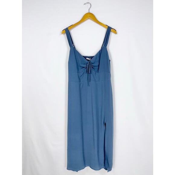 Abercrombie & Fitch Women's Floral Cinch Front Midi Dress XL Blue - Picture 2 of 16